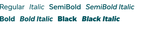 Altform can be used in semibold, semibold italic, bold, bold italic, black and black italic